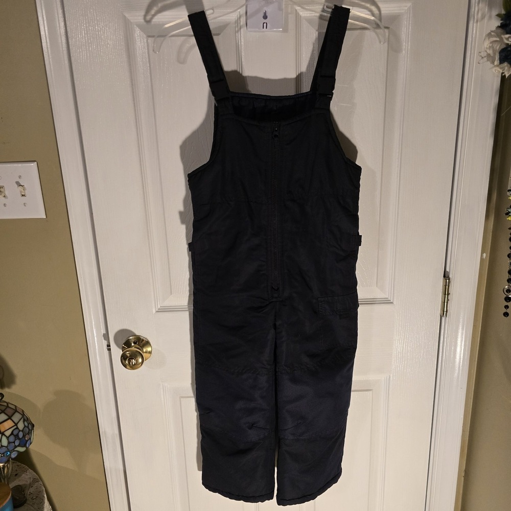 London Fog Kids Navy Blue Ski Snow Bib Overalls Size L 7 Adjustable Straps Zip
